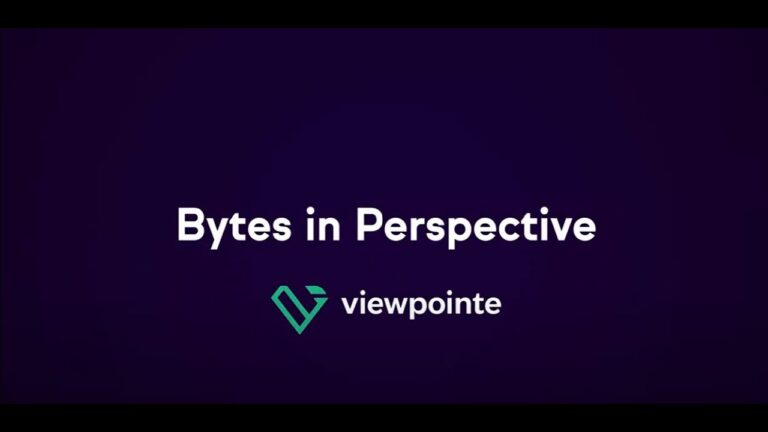 The title page of the video that reads "bytes in perspective" with the Viewpointe logo beneath the title